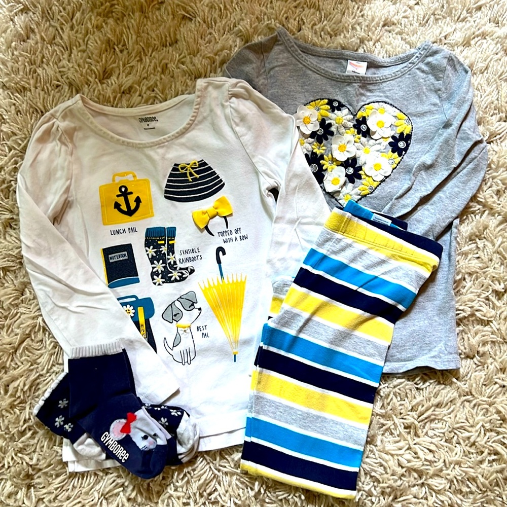 Gymboree Girl’s Size 6 leggings, 2 tops & 2 pairs of socks